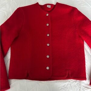 Vintage Red Button-Up Wool Jacket